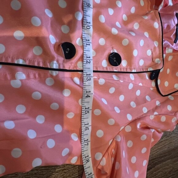 Bcbg coral polkat dot trench jacket 100% silk size 6 - Picture 10 of 12